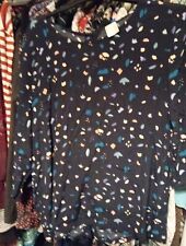 Ladies Des Petits Hauts Navy Mix Blouse/Tunic Style Top Size 14 Pre-owned VGC