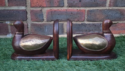 Pair vintage wooden brass - a,