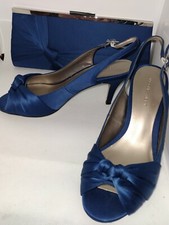 JACQUES VERT BLUE KNOT PLEAT SHOES AND MATCHING BAG UK 4 EUR 37