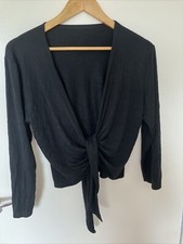 Yong Kim Modal Tie Front Shrug/Ballet Style Cardigan in Fig- Size 12 from QVC UK