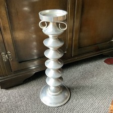 LARGE HEAVY METAL PILLAR CANDLESTICK 16.5” TALL