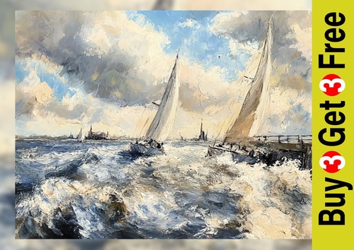 Stormy sea sails print - 5"x7",