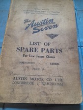 AUSTIN SEVEN LIST OF SPARE