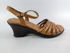 BHS Tan Leather Wedge Heel Sandals UK 5 EU 38 Hardly Worn