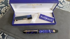 Pre-loved Waterman Phileas Blue Black Marble Fountain Pen - Fine Nib