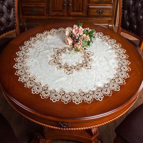 Luxury white round tablecloth - round,
