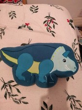 Thick Plush Dinosaur-Shaped Greeny Blue Cushion 15" By 8"  3" Thick
