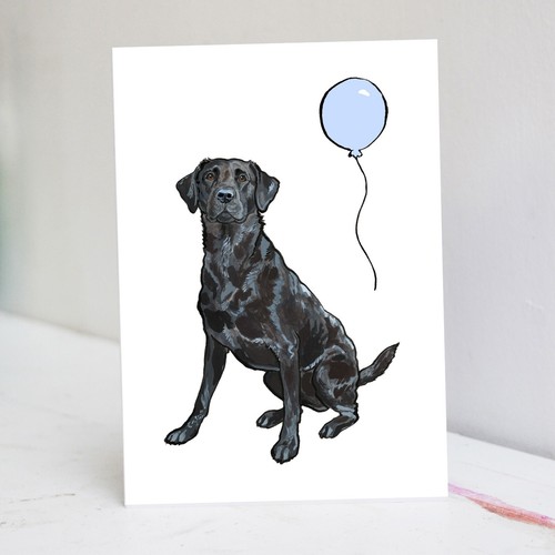 Black labrador birthday card - labrador,