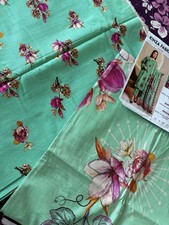 Unstitched Kinza Fabric Khaddar 3piece suit in Green with colourful Floral Print