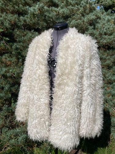 Vtg 60s 70s white - faux, fur