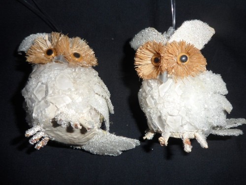 Pair sparkly owl christmas - pair, of