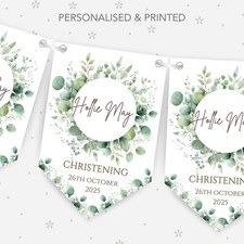 Personalised & Printed Christening/Baptism bunting decoration, party decor -B122