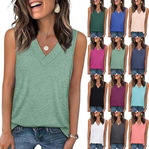 Women neck loose vest tee - neck,
