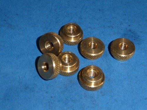 Brass knurled control wheel - brass,