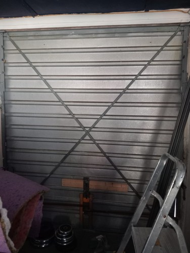 Red garage door - garage, and