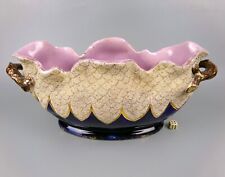 Thomas Forester Majolica Jardiniere Planter Bowl Pot. Antique. Cobalt Blue Pink.
