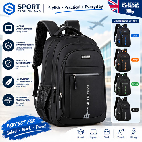 Black backpack rucksack large - black,