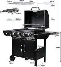 4+1 Burner Propane Gas BBQ Grill with Side Burner, Lid and Thermometer Outdoor