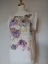 Zara Ivory Cream Floral Watercolour Style Front Top,  Size S.  Fit 10/12