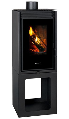 Tall wood burning stove - burning,
