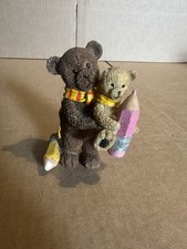 Vintage Back to School Teddy Bear Ornament Big Bear and Little Bear