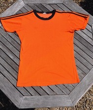 Vintage 1970s Adidas Football Shirt Medium Orange Cotton/Polyester