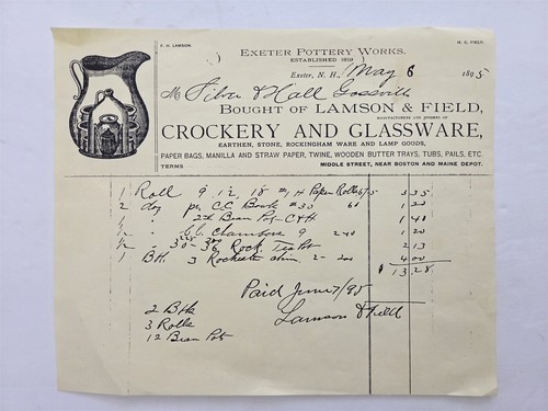 1895 antique exeter pottery - 1895,