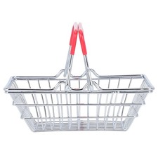  Set of 2 Small Wire Basket Toy Baskets Tiny Shopping Metal Miniture