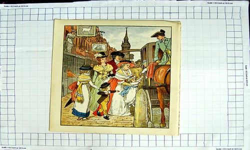 Original old antique print - old,