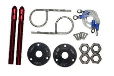 RED / METALLIC bonnet hood catches pins clamp locks track race drift rally *2