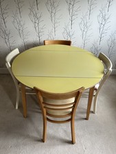 Vintage Retro 1960s Extendable Drop Leaf Yellow Formica Table and 4 Chairs