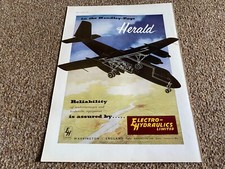 FABK9 ADVERT 11X8 HANDLEY PAGE HERALD - ELECTRO-HYDRAULIS LIMITED