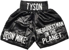 Mike Tyson Autographed Signed Black Boxing Trunks Iron Mike JSA