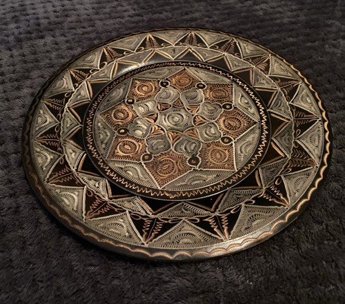 Hand etched copper plate - copper,