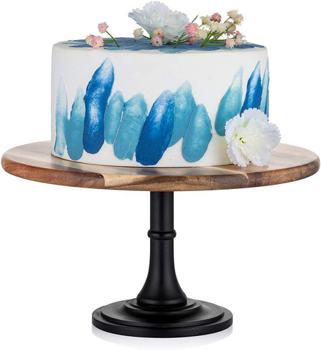 Wooden cake stand black - stand, black: