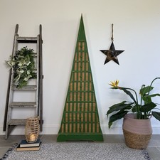 Unique Pyramid Triangular Chest of Drawers Painted Stripey Bright Green