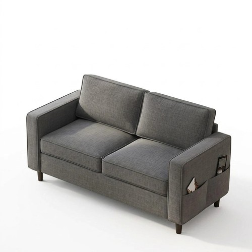 Dark grey linen loveseat sofa - linen,