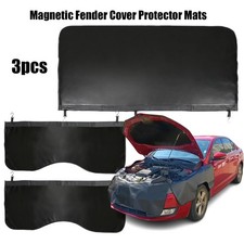 3x Heavy duty Magnetic Fender Cover Mechanics Work Mat Protector Leather W/Hook