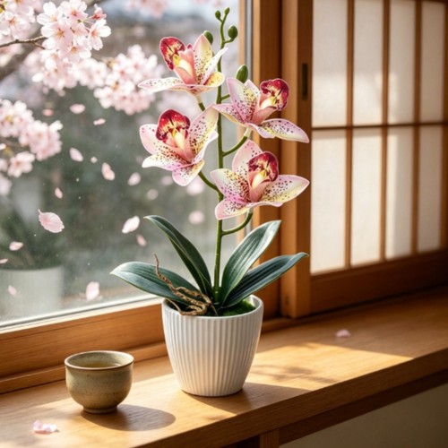 Fake cymbidium orchid potted - fake,