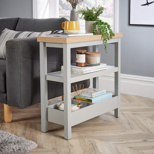 Side table grey oak - side,