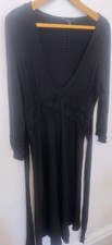 Womens Coast Long Dress Black Size 18 V Neck Maxi With Attached Belt