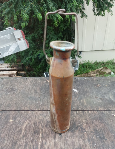 Antique copper milk churn long - antique,