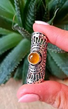 Dreadlock German Silver Cuff with Natural Citrine Crystal Bead UK Seller New