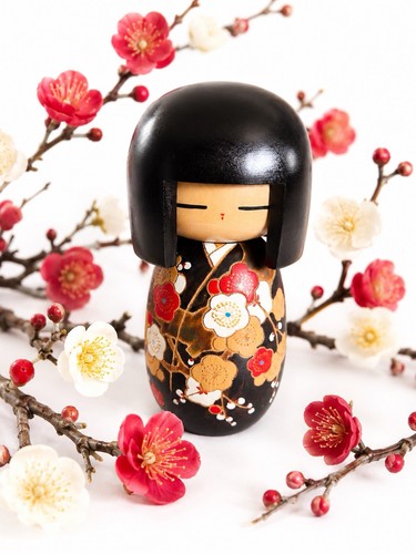 Large kokeshi doll sakura ume - large,