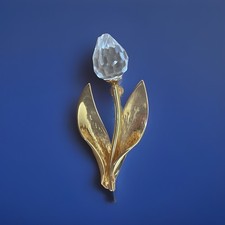 Genuine Swarovski® signed SWAN Gold  Memories Tulip Flower Brooch
