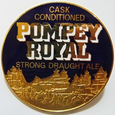 Pompey Royal Strong Draught Ale (Portsmouth) Heavy Metal Pump Clip Badge