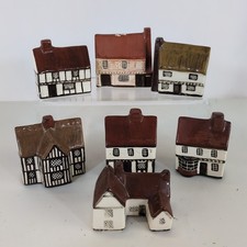 7x Collectible Mudlen End Studio Felsham Suffolk Pottery Houses Cottages
