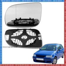 (LHD) Left side Wide Angle mirror glass for VW Polo (6N2) 00-02 Heated (14.5cm)