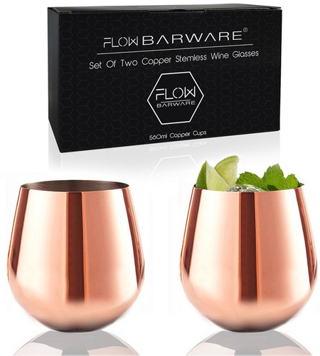 Copper cups stemless wine - stemless,