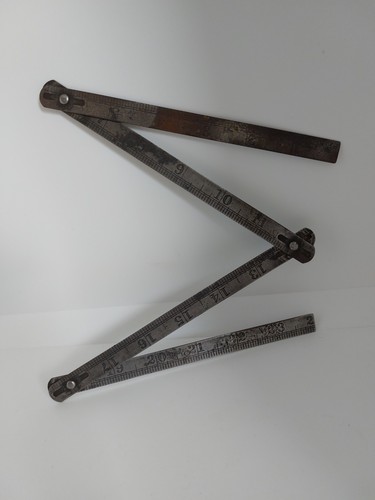 Vintage steel fold ruler - steel, 24"